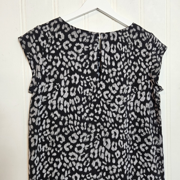 Joie Silk Leopard Dress Womens Size S Weaver Black Short Sleeve Relaxed Fit - Picture 7 of 12